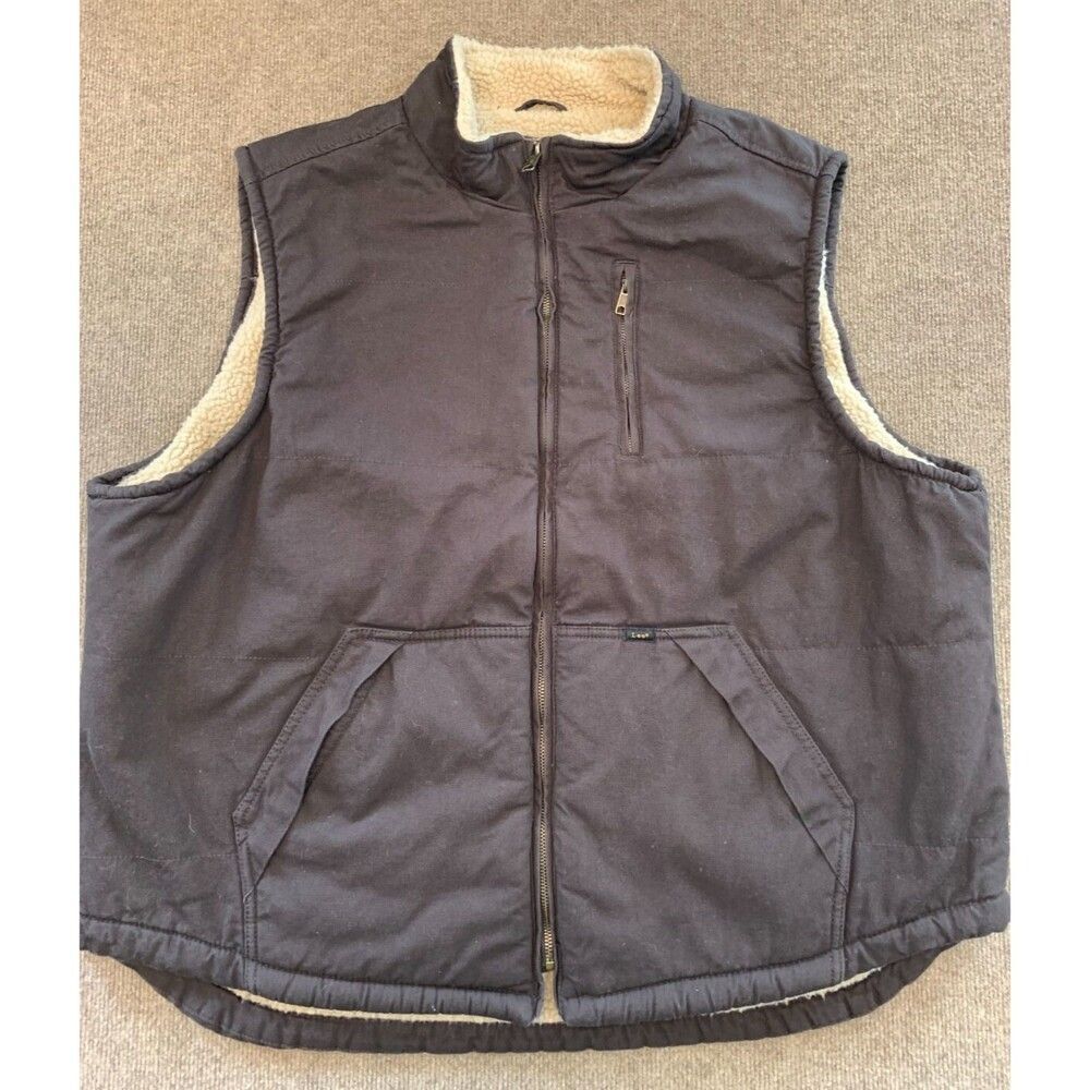 Lee Premium Sherpa Lined Vest Mens 2XL Full Zip Duck Canvas Outdoor Workwear